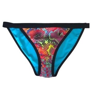 Dolfin - Reversible Multicolor Snakeskin Print/Black & Turqoise Bikini Bottom SM